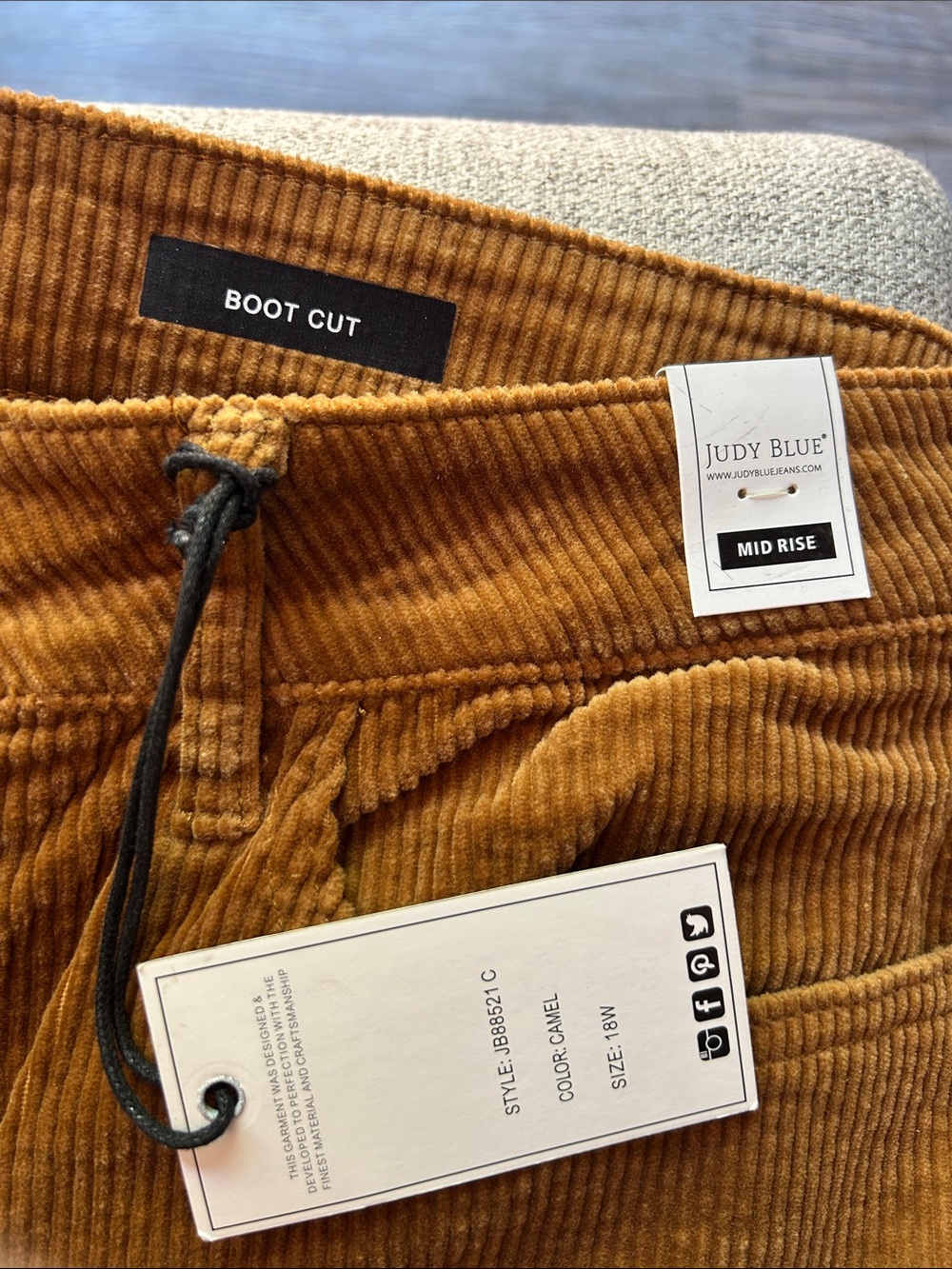 Judy Blue Camel Corduroy Pants - Picture 3 of 5